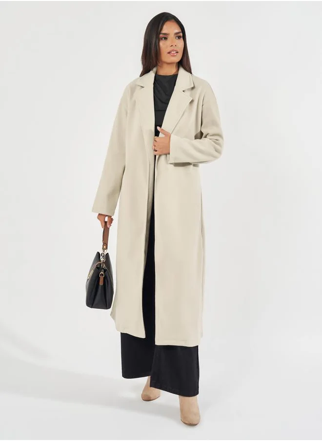 Styli Regular Fit Midi Belted Wool Like Coat