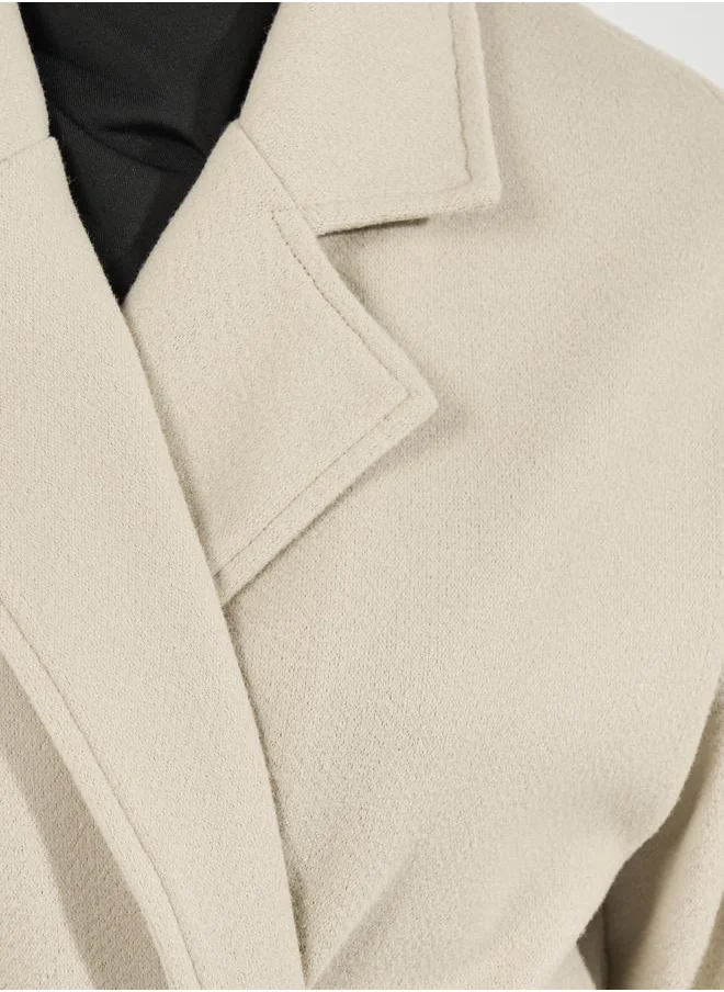 Styli Regular Fit Midi Belted Wool Like Coat
