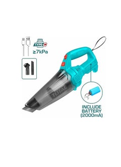 TOTAL Total Lithium-ion Vacuum Cleaner 12V, 0.5L Capacity, 7Kpa Suction Power, USB Type-C Charging, with Crevice Nozzle & Dust Brush for Home & Car - TVLI2026  - Image 1