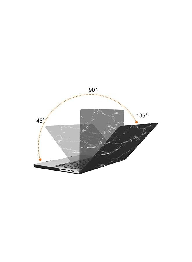 بروماس متوافق مع حافظة MacBook Pro مقاس 14 بوصة إصدار 2021 2022 A2442 M1 Pro / M1 Max مع شاشة Liquid Retina XDR تعمل باللمس وغطاء بلاستيكي صلب وغطاء لوحة مفاتيح وواقي شاشة، رخام أسود - Image 2