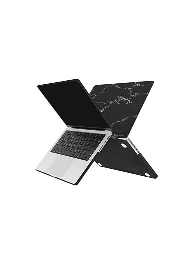 بروماس متوافق مع حافظة MacBook Pro مقاس 14 بوصة إصدار 2021 2022 A2442 M1 Pro / M1 Max مع شاشة Liquid Retina XDR تعمل باللمس وغطاء بلاستيكي صلب وغطاء لوحة مفاتيح وواقي شاشة، رخام أسود - Image 3