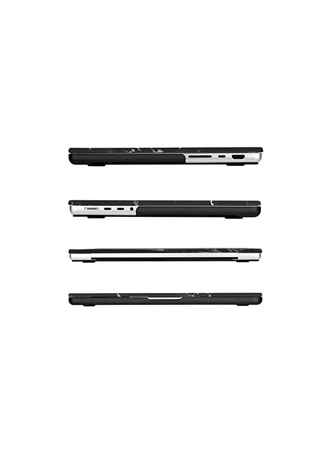 بروماس متوافق مع حافظة MacBook Pro مقاس 14 بوصة إصدار 2021 2022 A2442 M1 Pro / M1 Max مع شاشة Liquid Retina XDR تعمل باللمس وغطاء بلاستيكي صلب وغطاء لوحة مفاتيح وواقي شاشة، رخام أسود - Image 4