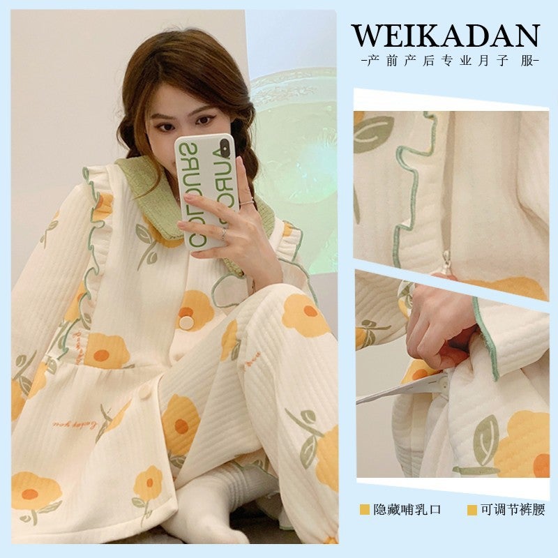 Thickened Cotton Maternity Pajamas for Nursing 3747 Princess Huang Ju 