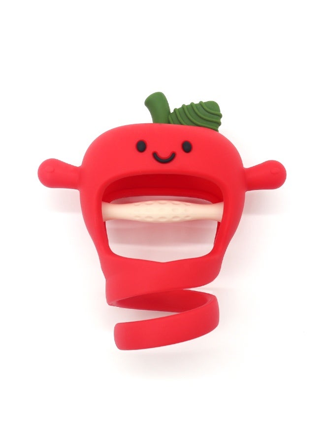Mini Treasures BPA Free Silicone Baby Apple Teething Toys| Baby Hand Teether Mitten for Sucking Needs| Baby Chew Toys Hand Pacifier for Soothing Teething Pain Relief - Red - Image 1