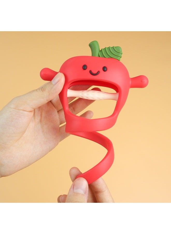 Mini Treasures BPA Free Silicone Baby Apple Teething Toys| Baby Hand Teether Mitten for Sucking Needs| Baby Chew Toys Hand Pacifier for Soothing Teething Pain Relief - Red - Image 5