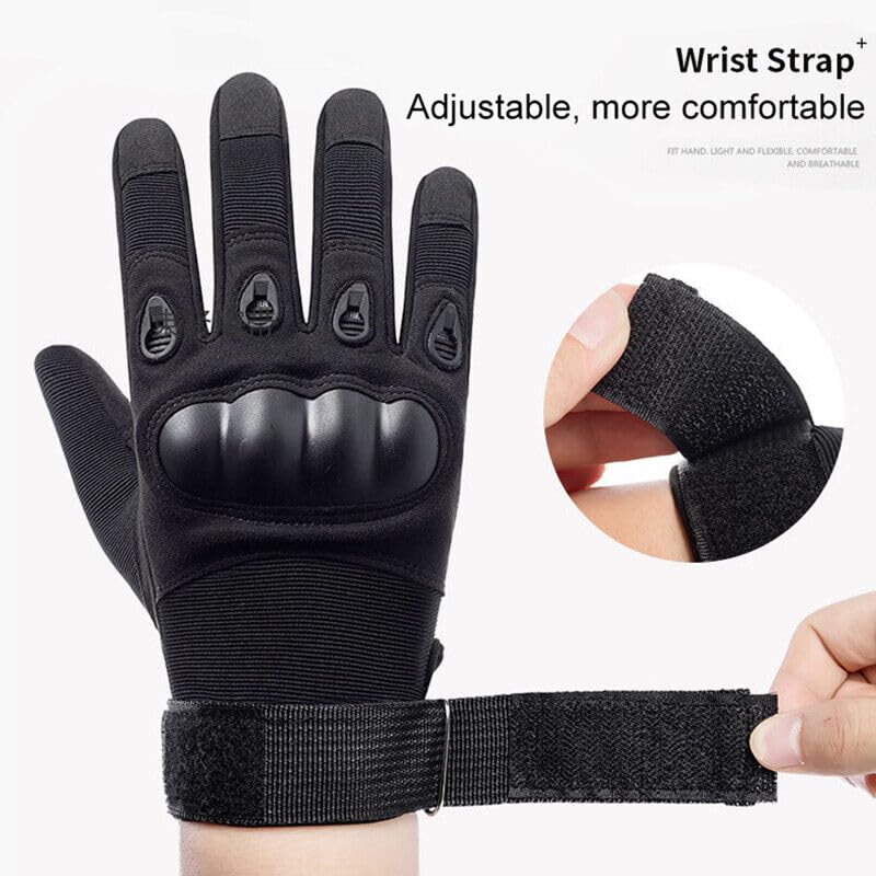HHADEK Riding Gloves for Bike Motorcycle, Full & Half Finger Bike Gloves with Hard Case, Protective Anti-Slip Motorbike Gloves for Cycling Motorcycle Hiking Climbing Lumbering (L Full Finger, Black) - Image 5