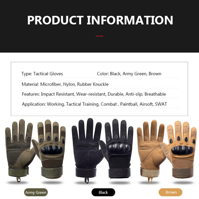HHADEK Riding Gloves for Bike Motorcycle, Full & Half Finger Bike Gloves with Hard Case, Protective Anti-Slip Motorbike Gloves for Cycling Motorcycle Hiking Climbing Lumbering (L Full Finger, Black) - Image 4
