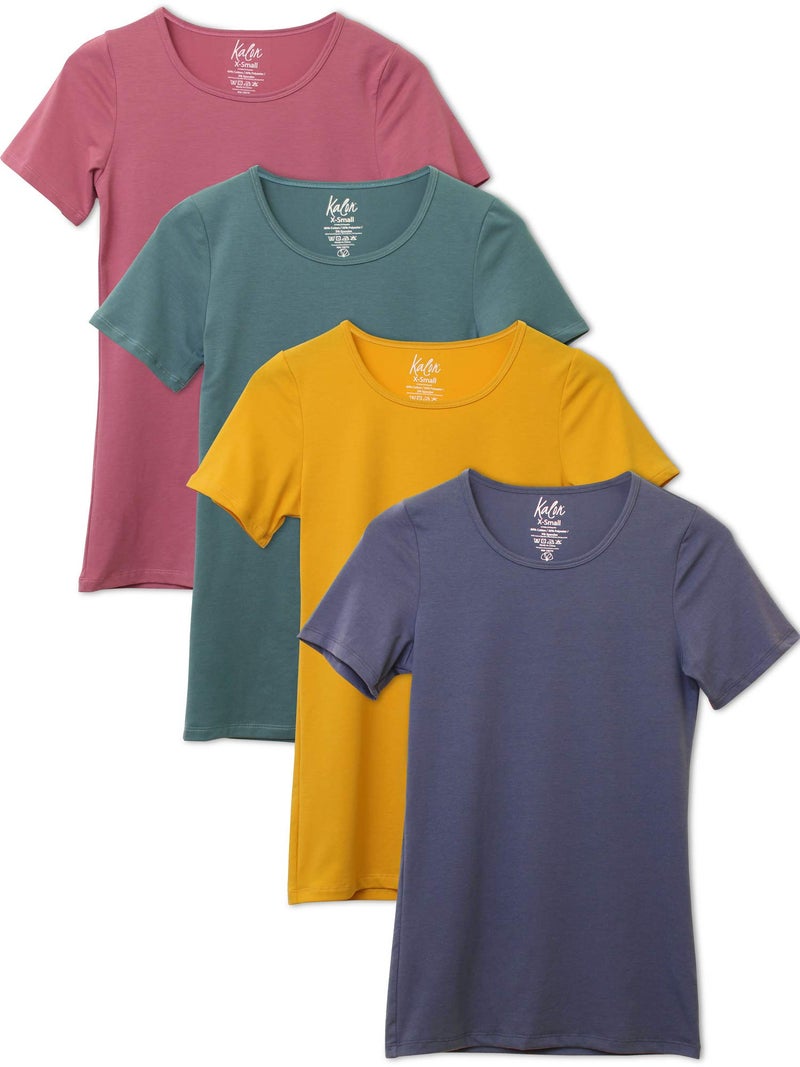 Kalon Womens 4Pack Scoop Neck TShirt Base Layer XXLarge Festival