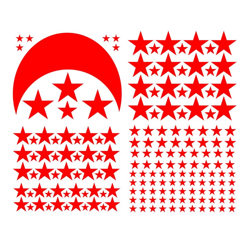 JURUOXIN Moon and Stars Wall Decal Vinyl Sticker for Kids Boy Girls Baby Room Decoration Good Night Nursery Wall Decor Home House Bedroom Design YMX16 (Red) - Image 5
