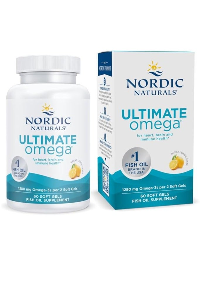 NORDIC NATURALS Ultimate Omega, Lemon Flavor Promotes Brain & Heart Health 60 softgels 30 serving 