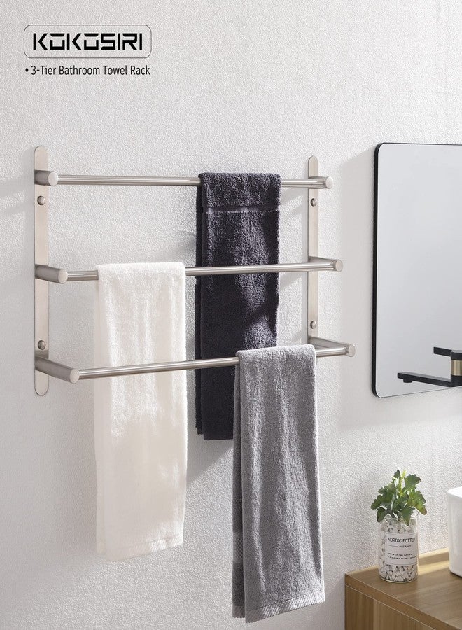 KOKOSIRI Bath Towel Bars Stainless Steel Bathroom 3-Tiers Ladder Towel Rack Wall Mount Towels Shelves, Brushed Nickel, B5002BR-L24 - Image 5
