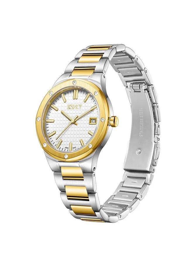 ECSTACY Ecstacy E23509-TBTW Women's Analog Display Watch & Stainless Steel Strap Two Tone Gold