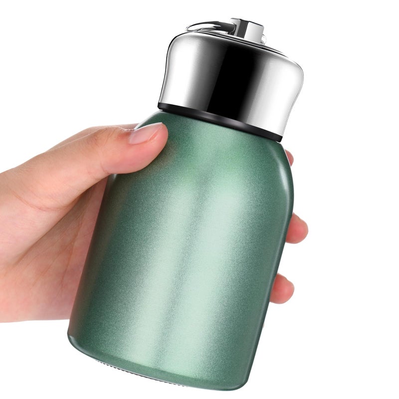 Mifoci 1 Pcs 10oz Mini Water Bottles Stainless Steel Slim Insulated Thermal for Hot Cold Drink Thermal Small Vacuum Portable Water Bottle for Women Gifts Travel Camping Hiking (Matte Green) - Image 1