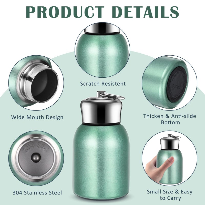 Mifoci 1 Pcs 10oz Mini Water Bottles Stainless Steel Slim Insulated Thermal for Hot Cold Drink Thermal Small Vacuum Portable Water Bottle for Women Gifts Travel Camping Hiking (Matte Green) - Image 3