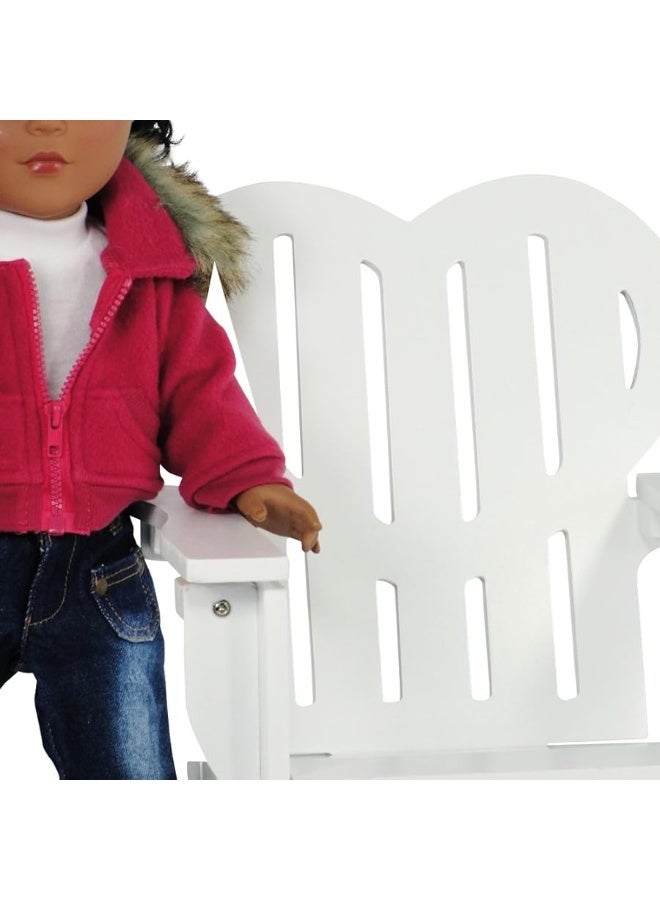 Emily Rose 18-Inch Doll Furniture Accessory -18" Doll White Adirondack Indoor/Outdoor Rocking Chair - fits 14-18 inch Dolls - Image 4