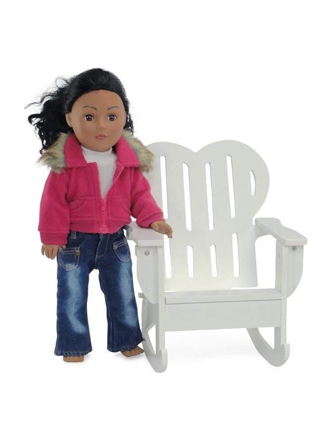 Emily Rose 18-Inch Doll Furniture Accessory -18" Doll White Adirondack Indoor/Outdoor Rocking Chair - fits 14-18 inch Dolls - Image 3