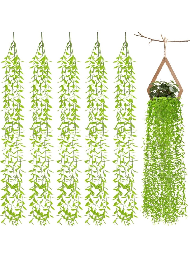 سيوسي Artificial Hanging Vines, Faux Ivy Garland with Green Leaves, Aesthetic Weeping Willow Vine for Home Wall Decor, Wedding Party, Photo Backdrop, 3.28FT Fake Hanging Plants (Green, 5PCS) - Image 1