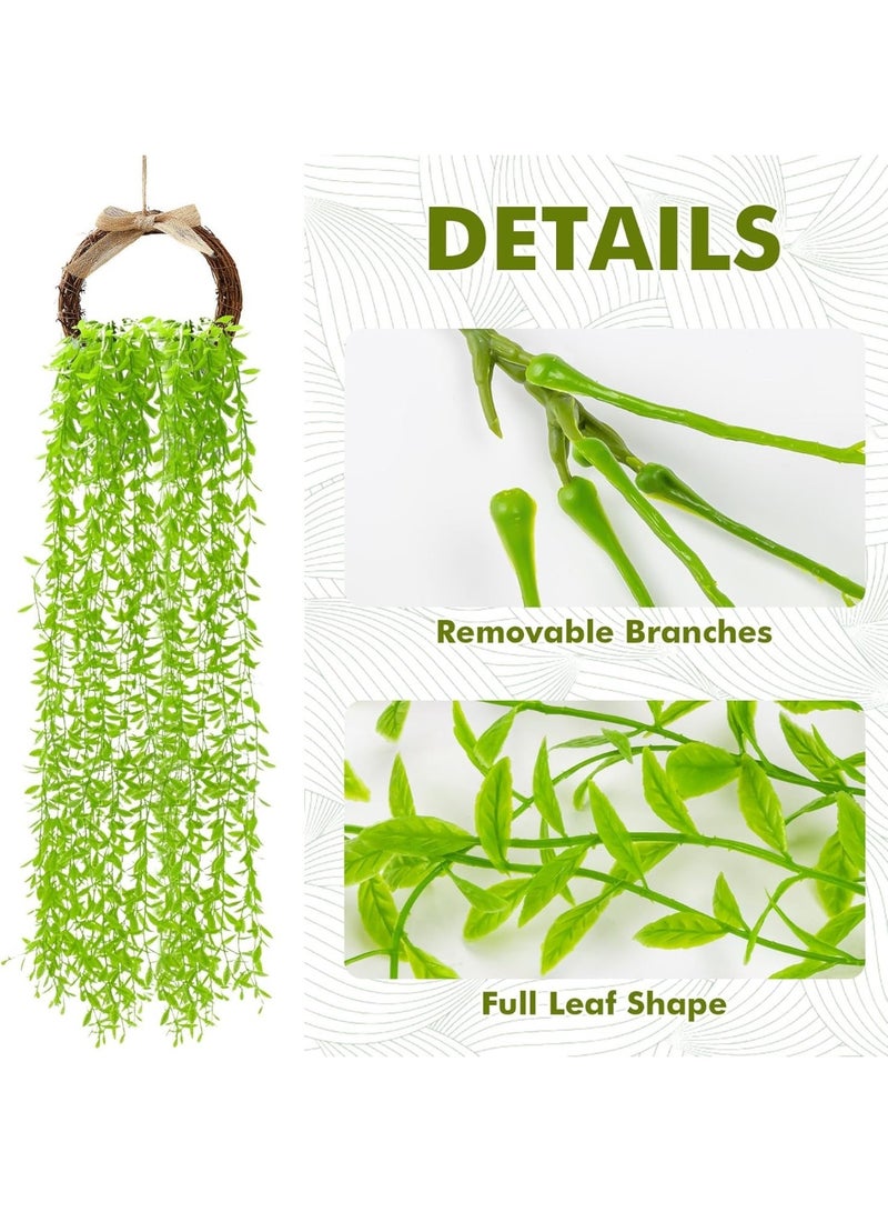 سيوسي Artificial Hanging Vines, Faux Ivy Garland with Green Leaves, Aesthetic Weeping Willow Vine for Home Wall Decor, Wedding Party, Photo Backdrop, 3.28FT Fake Hanging Plants (Green, 5PCS) - Image 4