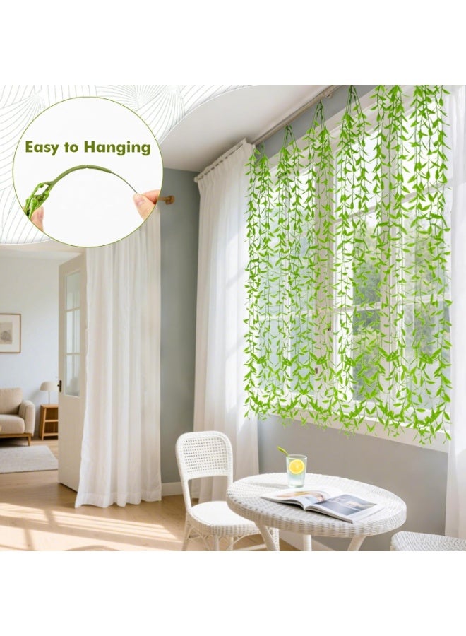 سيوسي Artificial Hanging Vines, Faux Ivy Garland with Green Leaves, Aesthetic Weeping Willow Vine for Home Wall Decor, Wedding Party, Photo Backdrop, 3.28FT Fake Hanging Plants (Green, 5PCS) - Image 3