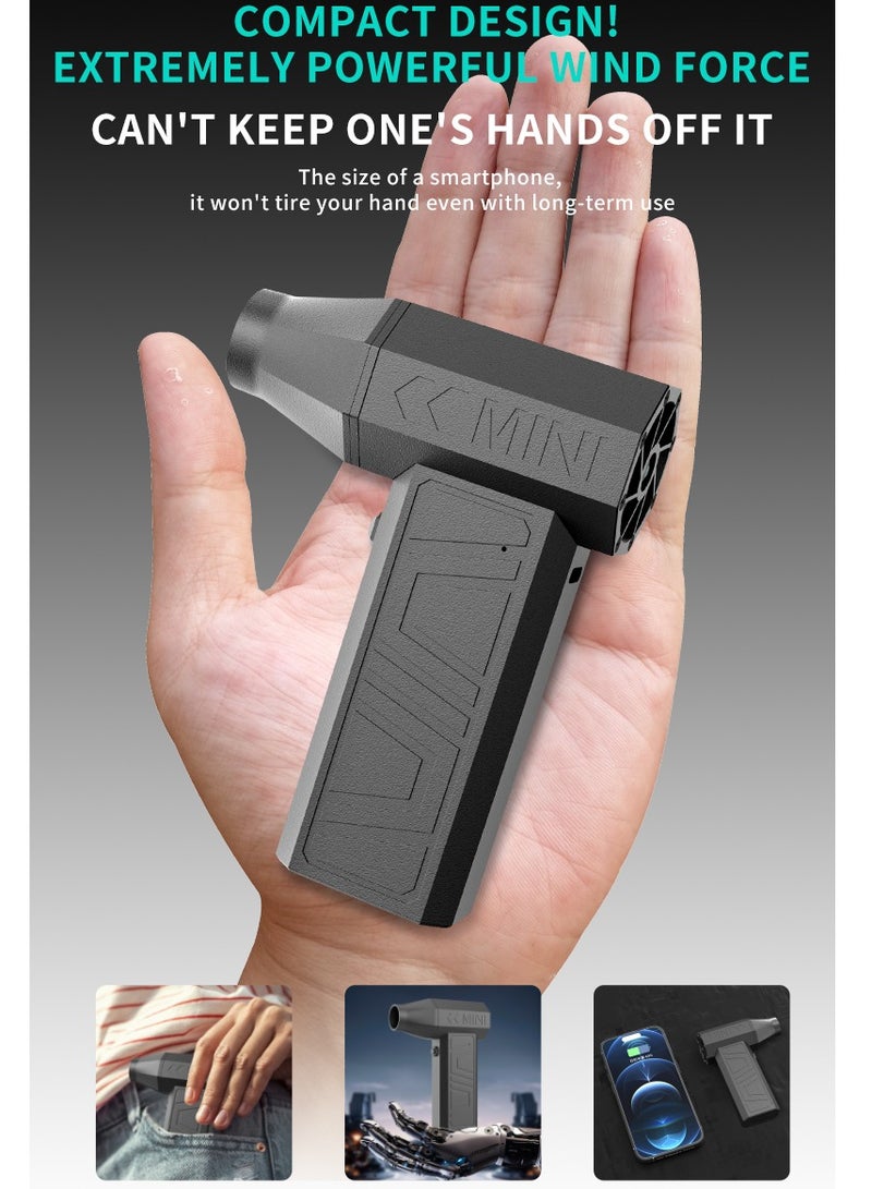 منفاخ هواء كهربائي محمول باليد - بقوة عالية جدًا بسرعة 90000 دورة في الدقيقة، بدون سلك، مزوّد بمروحة بدون فرشاة عالية العزم وتوربو عنيف، يعمل بثلاث سرعات قابلة للتعديل، مزوّد ببطارية قابلة لإعادة الشحن، مثالي لتنظيف الغبار من الكمبيوتر، لوحة المفاتيح، المنزل، الهواء الطلق، والسيارة. - Image 5