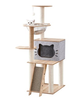 RATSAW Cat Tree One-Piece Cat Climbing Frame 360° Transparent Space Capsule Lower Beveled Cat Scratching Board Cat Luxury Apartment Furniture For Kittens To Play Light 120 Cm Grey  - Image 1
