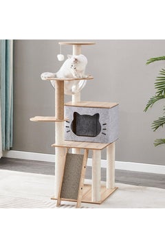 RATSAW Cat Tree One-Piece Cat Climbing Frame 360° Transparent Space Capsule Lower Beveled Cat Scratching Board Cat Luxury Apartment Furniture For Kittens To Play Light 120 Cm Grey  - Image 2