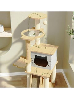 RATSAW Cat Tree One-Piece Cat Climbing Frame 360° Transparent Space Capsule Lower Beveled Cat Scratching Board Cat Luxury Apartment Furniture For Kittens To Play Light 120 Cm Grey  - Image 3