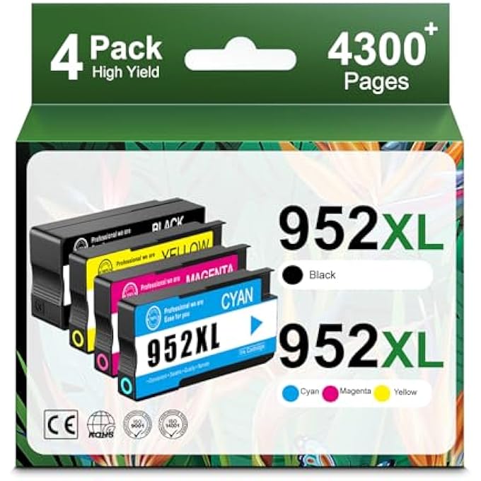 952XL HIGH YIELD INK CARTRIDGES COMBO PACK REPLACEMENT FOR HP 952XL 952 INK CARTRIDGE WORK WITH OFFICEJET PRO 8710 7740 8720 8715 8210 8703 OFFICEJET 8702 PRINTERS (BLACK CYAN MAGENTA YELLOW 4-PACK) - Image 2