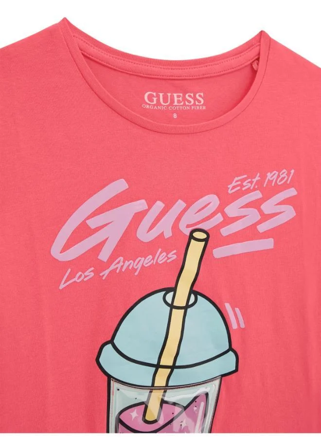 GUESS Kids Graphic Print Crew Neck T-Shirt