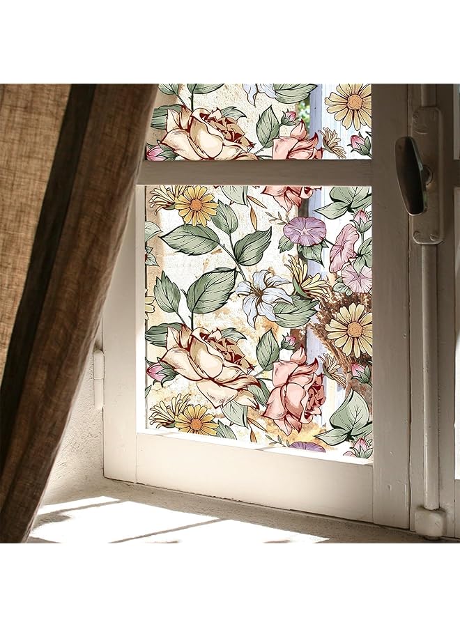 erorex Window Privacy Film Stained Glass Window Clings Decorative Window Tinting Film For Home Anti Uv Glass Window Film Stained Glass Window Film For Home Window 17.7 X39.5 Inches - Image 1