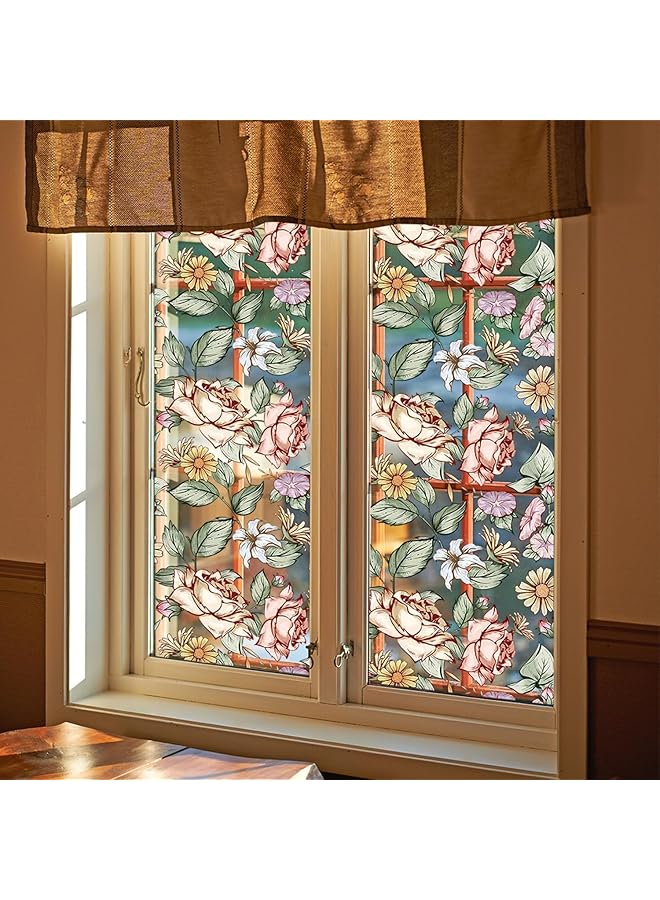 erorex Window Privacy Film Stained Glass Window Clings Decorative Window Tinting Film For Home Anti Uv Glass Window Film Stained Glass Window Film For Home Window 17.7 X39.5 Inches - Image 2