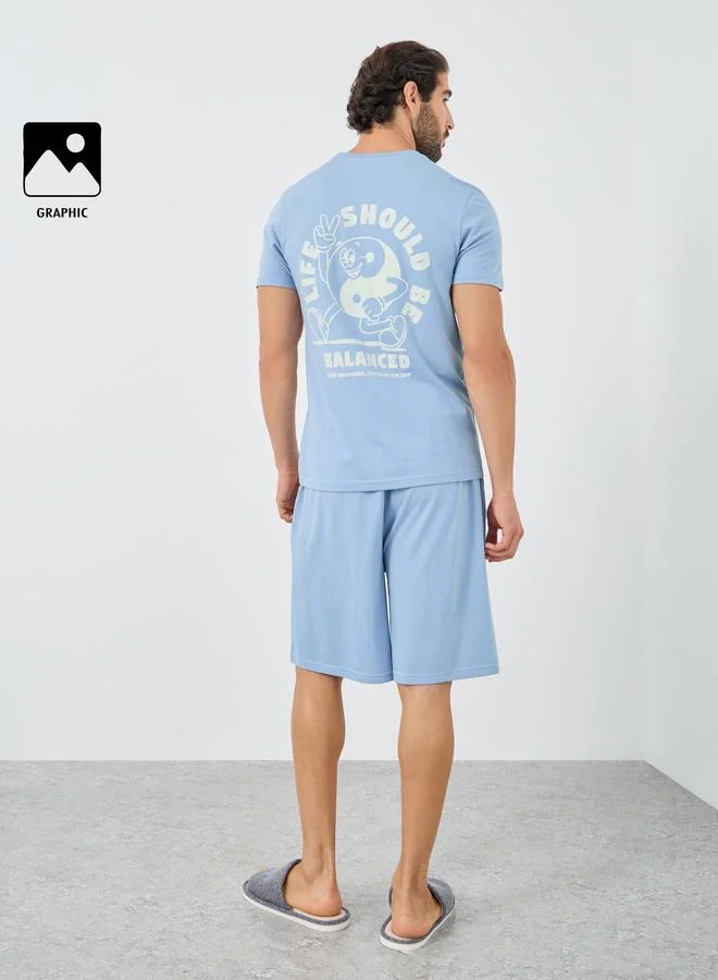 Styli Styli Graphic Print T-Shirt and Shorts Pyjama Set