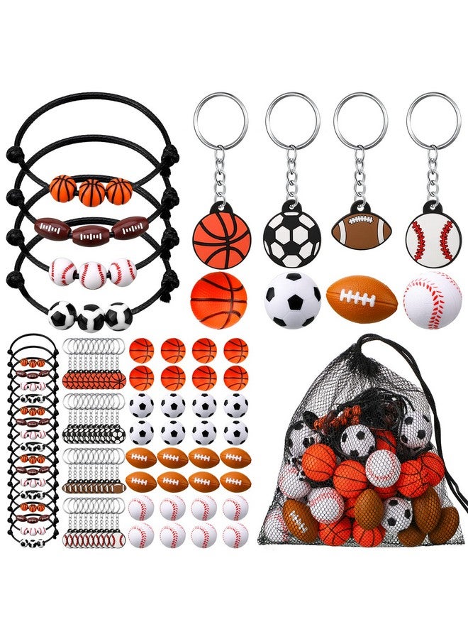 Nosiny 108 Pcs Sportball Party Favors Bulk 36 Pcs Sport Keychain Gifts 36 Pcs Sportball Stress Balls 36 Pcs Charm Bracelets for Team Birthday Party Supplies - Image 1