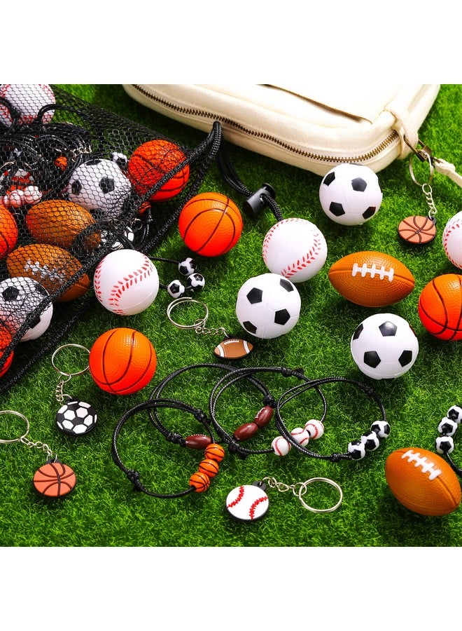 Nosiny 108 Pcs Sportball Party Favors Bulk 36 Pcs Sport Keychain Gifts 36 Pcs Sportball Stress Balls 36 Pcs Charm Bracelets for Team Birthday Party Supplies - Image 4