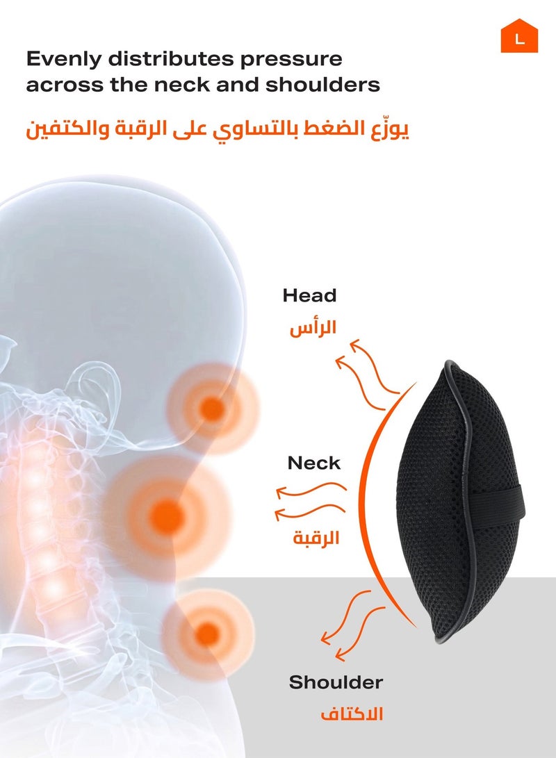 لوازم وسادة رقبة للسيارة - أسود - وسادة رأس ناعمة بإسفنج عالي الكثافة لتخفيف تعب الرقبة خلال القيادة، بغطاء قابل للإزالة للتنظيف السهل. - Image 3