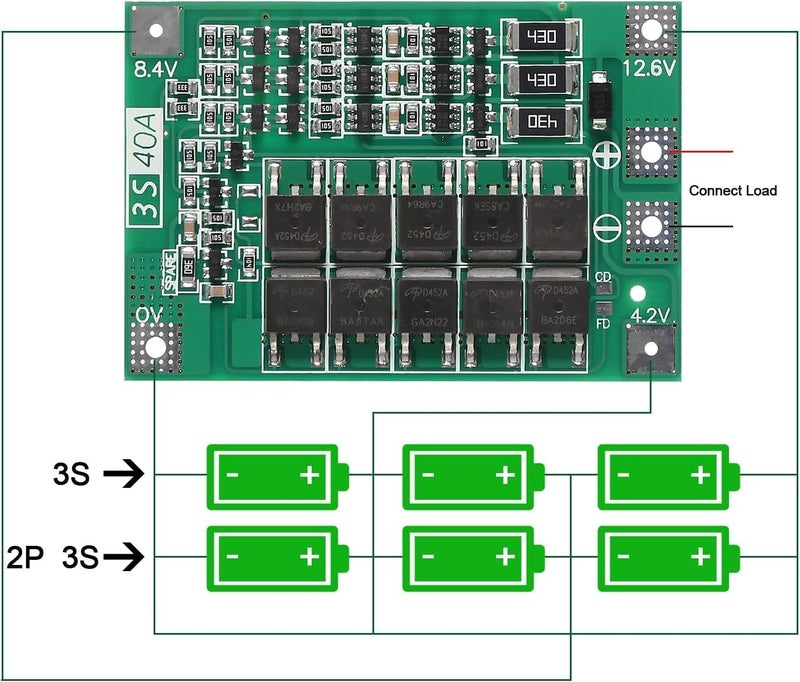 Gebildet 3 قطع لوحة حماية BMS PCB شاحن 3S 11.1V 12V 12.6V 40A 18650، شاحن بطارية ليثيو�� أيون، وحدة خلية ليبو لمحرك المثقاب مع توازن - Image 4