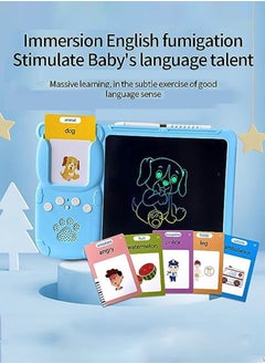 JSDUN English Enlightenment Card-Type Early Education Machine, Learning Toys for Young Children, 510 Educational Toy Cards, Drawing Board Electronic Learning Toys Suitable for Boys and Girls Blue  - Image 2