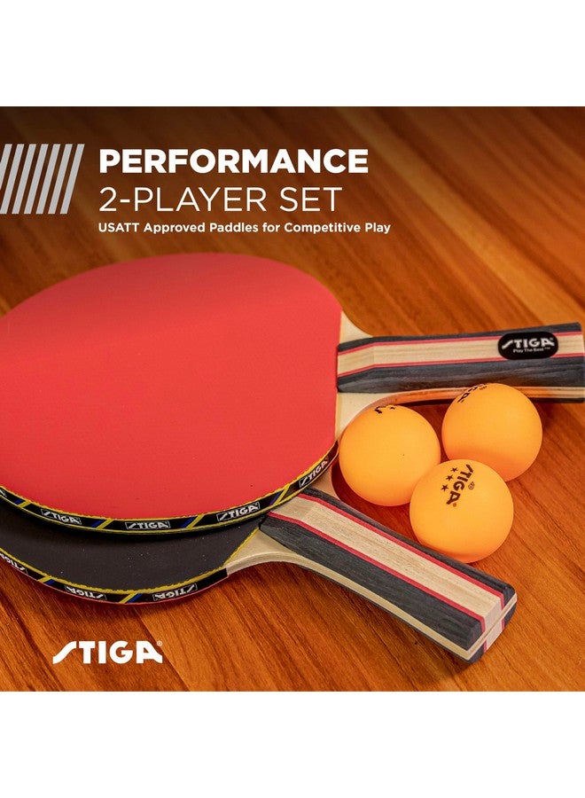 Stiga Performance 2 Player Ping Pong Set - 2 Table Tennis Rackets, 3 - 3 Star Orange Balls Included - Image 2