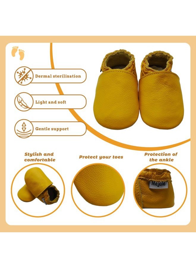 Mejale Baby Infant Toddler Shoes Slip-on Soft Sole Leather Moccasins Pre-Walkers (12-18 Months/US 5-6C Infant, Yellow) - Image 5