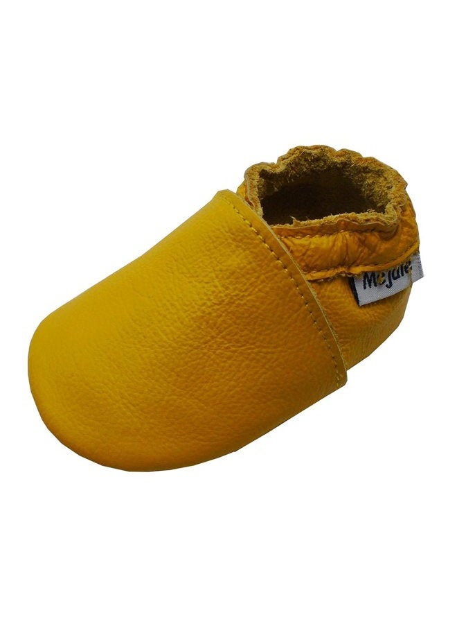 Mejale Baby Infant Toddler Shoes Slip-on Soft Sole Leather Moccasins Pre-Walkers (12-18 Months/US 5-6C Infant, Yellow) - Image 1