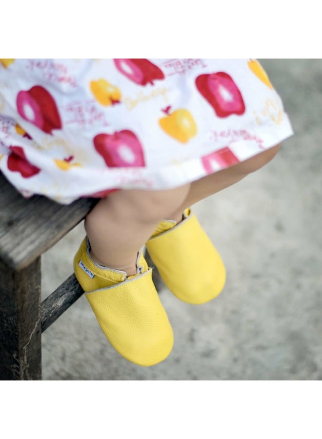 Mejale Baby Infant Toddler Shoes Slip-on Soft Sole Leather Moccasins Pre-Walkers (12-18 Months/US 5-6C Infant, Yellow) - Image 2