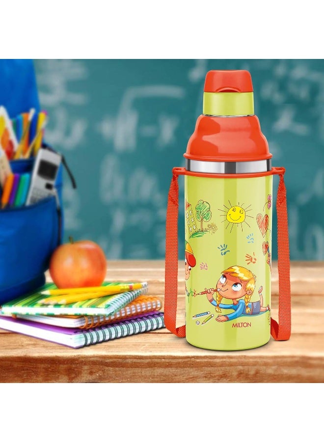 Milton زجاجة ماء للأطفال مصنوعة من الفولاذ المقاوم للصدأ مع عزل - مانعة للتسرب، خالية من BPA مع حزام - عزل PU، سهلة الإمساك، 400/404 مل (إبداع الرسم)، وردي - Image 5