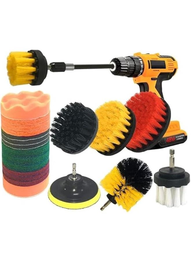 HOOKOR 22pcs Electric Drill Brush Scrub Pads Kit Power Scrubing Pads Cleaning Set for Tiles, Sinks, Floor, Bathtub, Bathroom, Kitchen, Vehicle  - Image 1