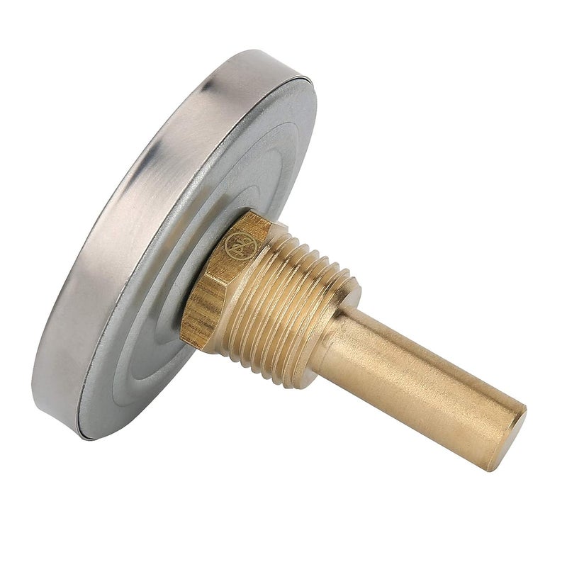 Solimeta 2.5" Bimetal Dial Thermometer, 0-250 deg F/-20-120 deg C, Lead-Free Brass Stem with Pocket - Image 2