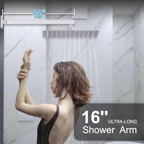 KOJOX Shower System with High Pressure 12 Inch Rainfall Shower Head, Handheld Shower head and Shower Faucet Trim, Rain Mixer Shower Set Wall Mounted Chrome（Valve Include） - Image 3