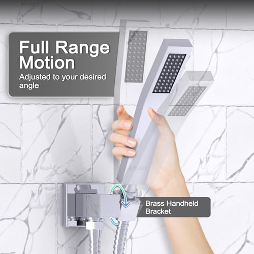 KOJOX Shower System with High Pressure 12 Inch Rainfall Shower Head, Handheld Shower head and Shower Faucet Trim, Rain Mixer Shower Set Wall Mounted Chrome（Valve Include） - Image 4