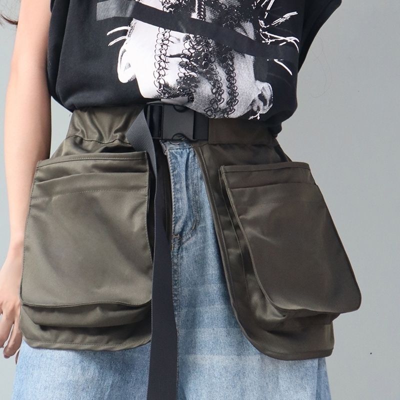 Versatile Canvas Apron Waist Pouch for Gardening Army Green