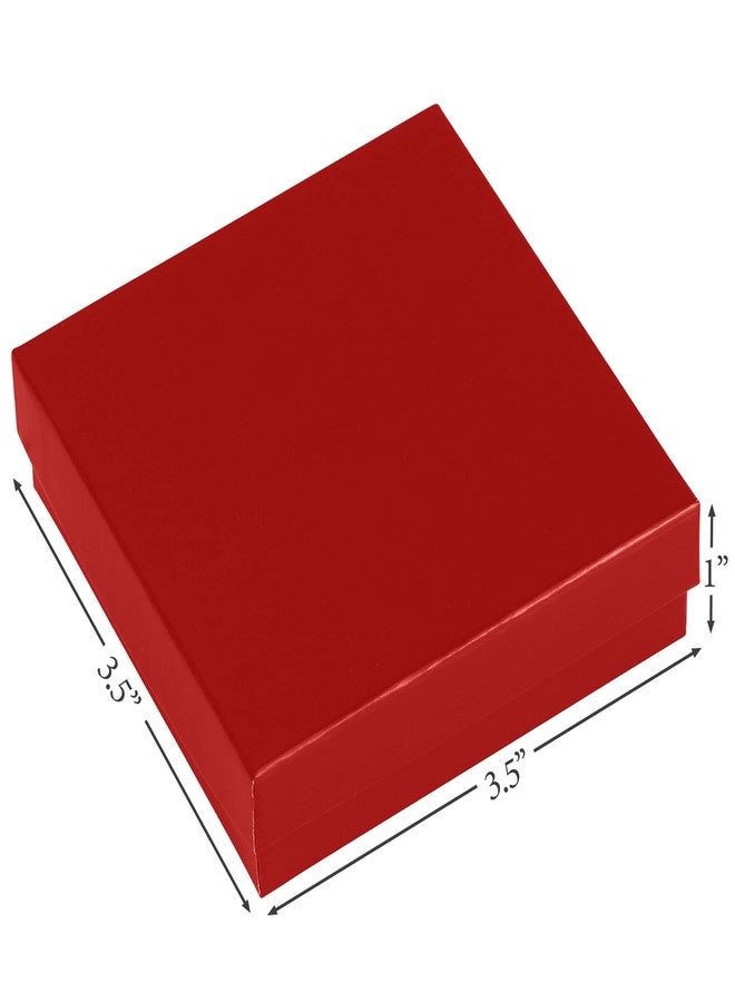 Noble Pack Cardboard Jewelry Boxes 10 Pack - 3.5"x3.5"x1" Bulk Cotton Filled Small Gift Boxes with Lids for Jewelry Packaging (Red) - Image 2