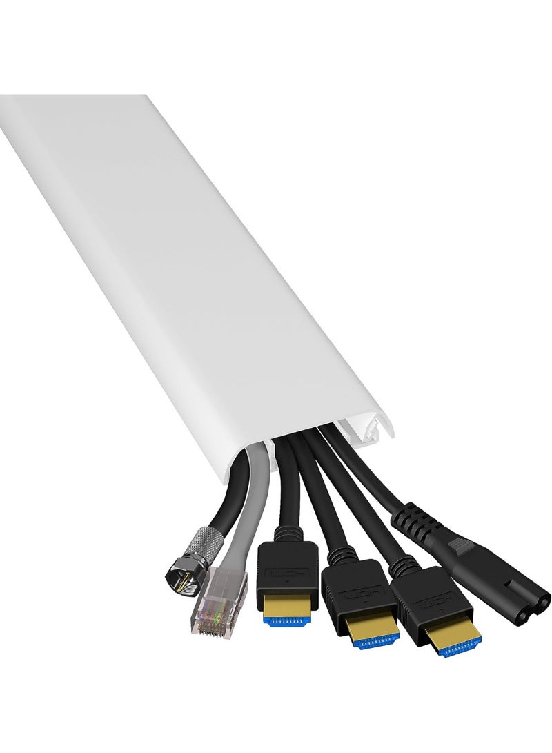 قناة كابلات، غطاء سلك للجدار، ترتيب كابلات التلفاز، قابل للدهان، ذاتية اللصق، تصميم مفصلي قطعة واحدة - أبيض، 2 × 60 مم (عرض) × 15 مم (ارتفاع) × 40 سم طول (80 سم إجمالي) - Image 4