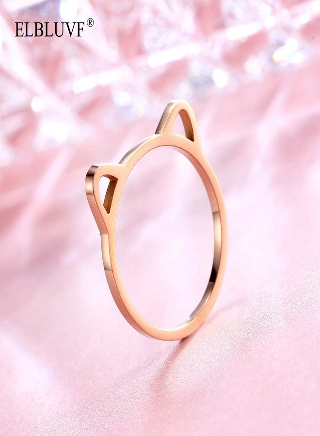 ELBLUVF Stainless Steel Rose Gold Plated Hollow Ears Cat Bear Shape Ring For Womens Size 4-8 (7) - Image 2